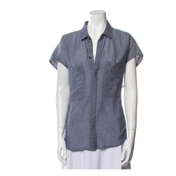 IRO French Designer 100% Cotton Blue Lightweight Button Down Shirt Size 4 $350 - Picture 1 of 10